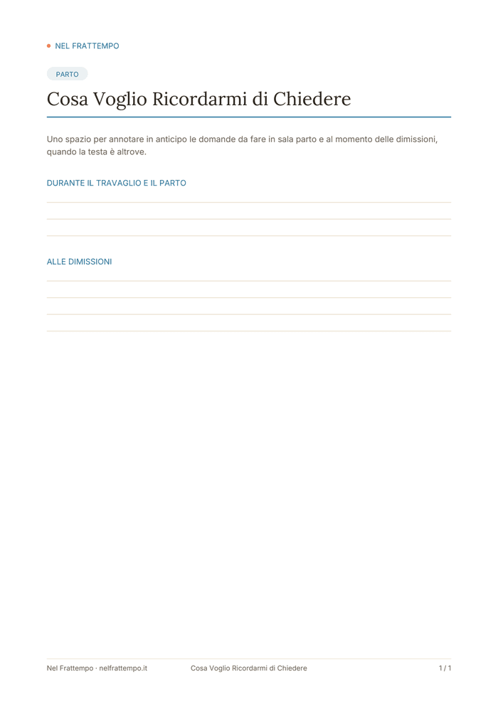 Anteprima del template Cosa Voglio Ricordarmi di Chiedere