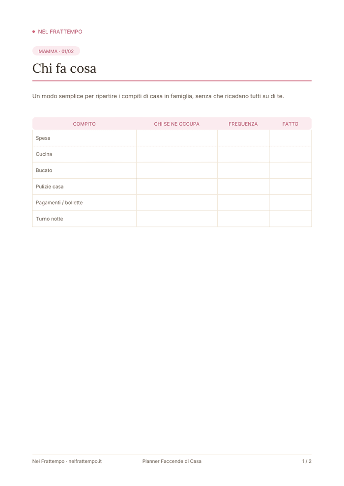 Anteprima del template Planner Faccende di Casa