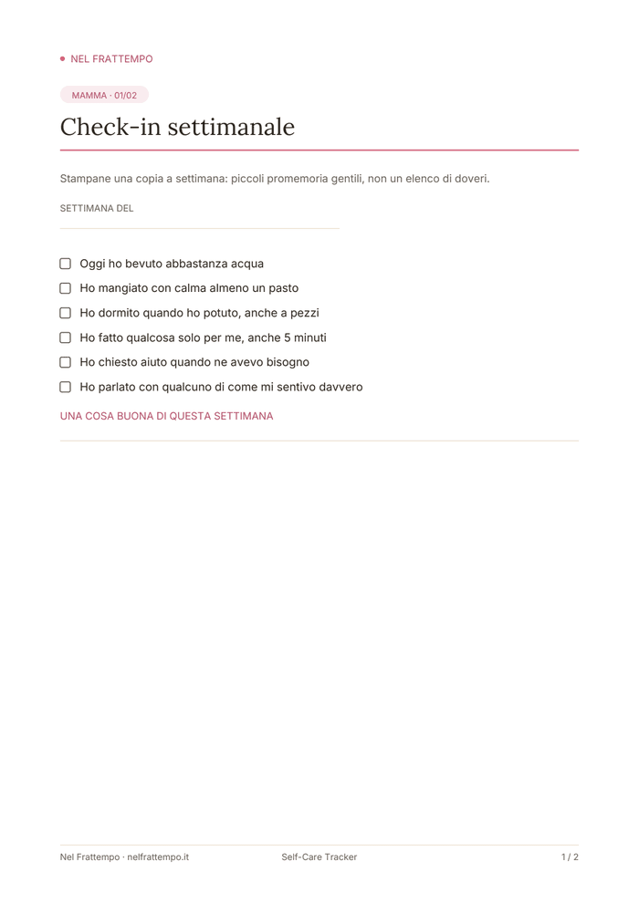 Anteprima del template Self-Care Tracker