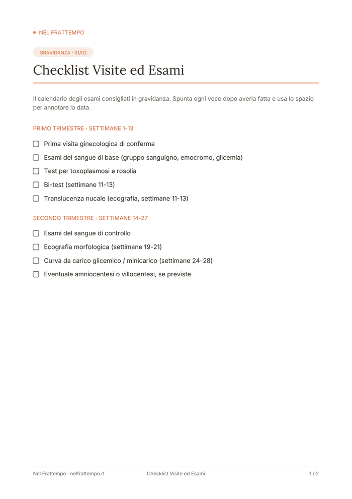Anteprima del template Checklist Visite ed Esami
