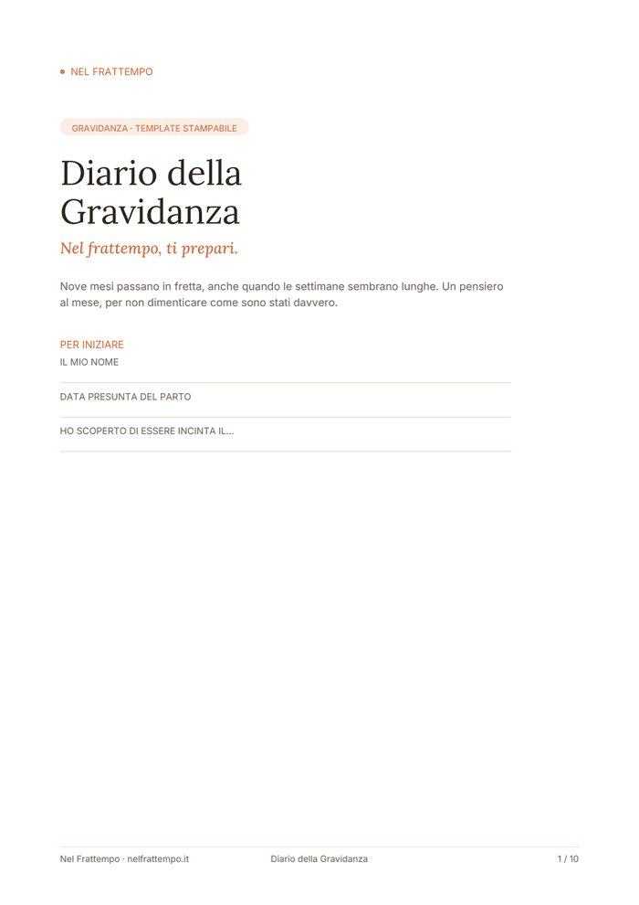 Anteprima del template Diario della Gravidanza