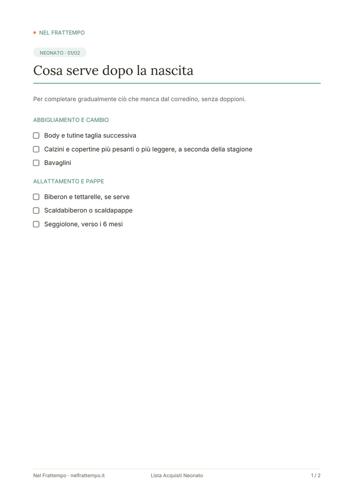 Anteprima del template Lista Acquisti Neonato