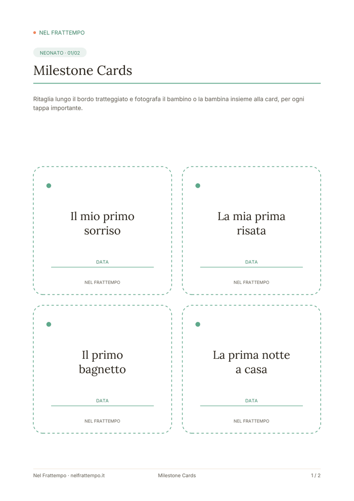 Anteprima del template Milestone Cards
