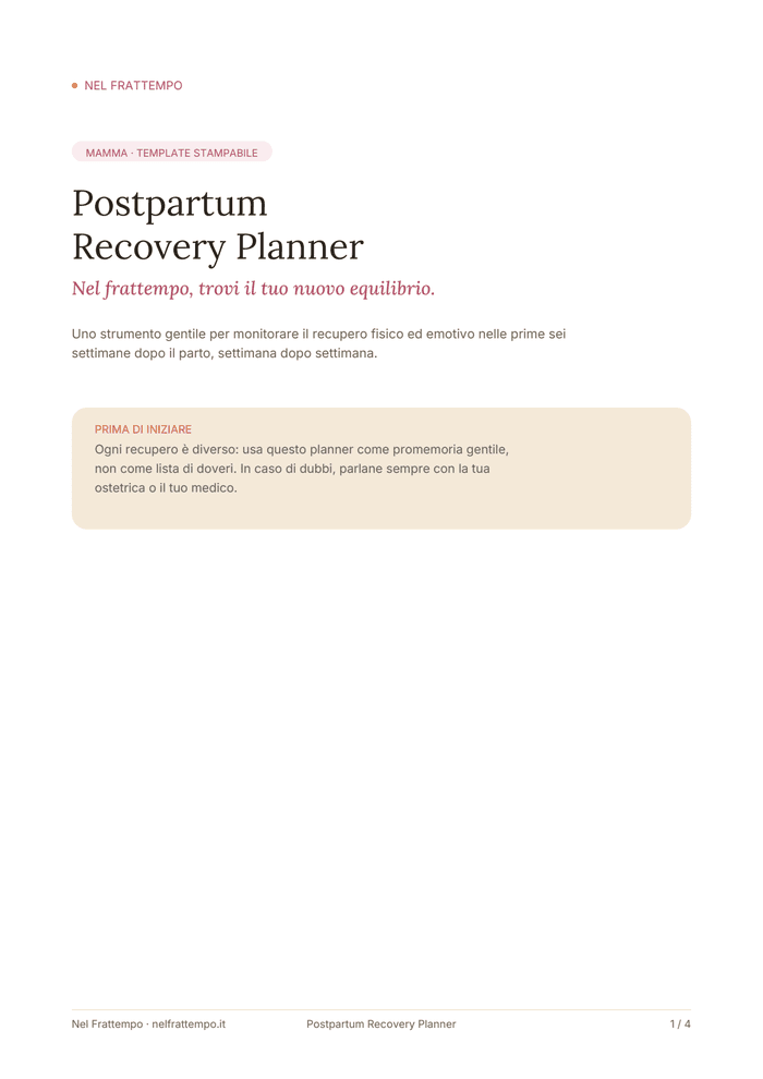 Anteprima del template Postpartum Recovery Planner
